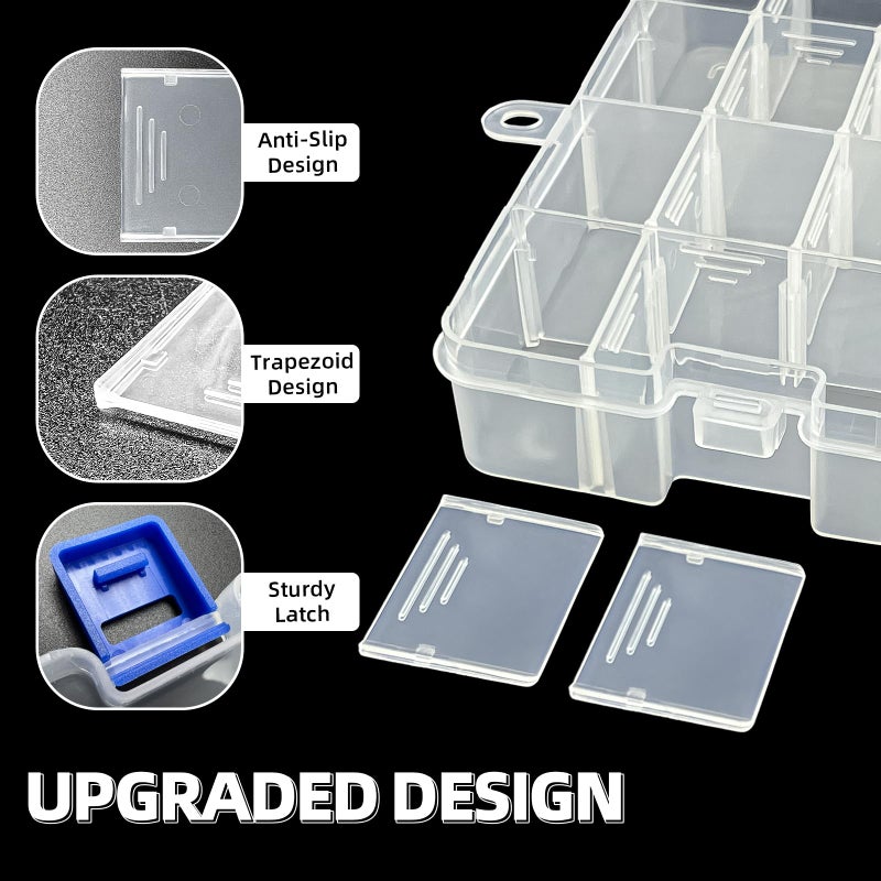 DUOFIRE Plastic Organizer Container Storage Box Adjustable Divider Removable Grid Compartment for Jewelry Beads Earring Container Tool Fishing Hook Small Accessories(34 Grids, White X 4) - Image 4